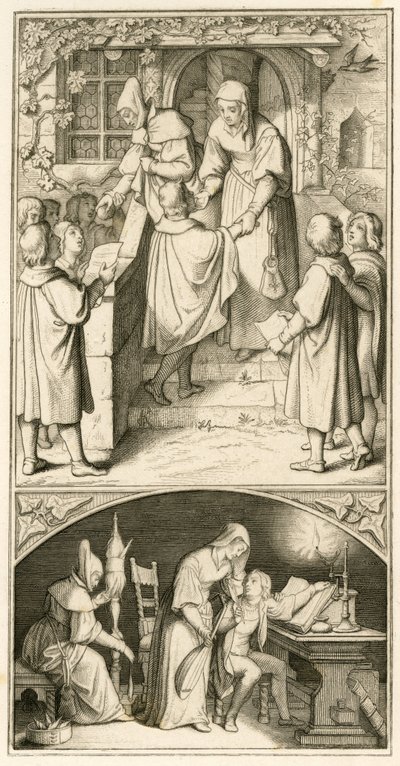 Martinho Lutero, quando era estudante, cantava à porta de Ursula Cotta, em Eisenach, a troco de um pouco de pão. Nesta casa, ele aprende a tocar flauta e alaúde, como diz o texto original de Gustav Ferdinand Leopold Konig