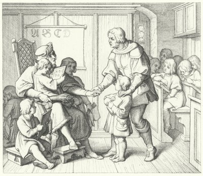 Martin Luther na escola (gravura) de Gustav Ferdinand Leopold Konig