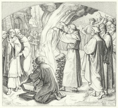 Martinho Lutero queimando a bula papal em Wittenberg, 1520 de Gustav Ferdinand Leopold Konig