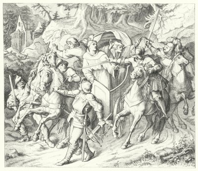 Martinho Lutero é seqüestrado em seu retorno da Dieta de Worms, 1521 de Gustav Ferdinand Leopold Konig