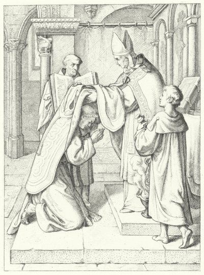 Martinho Lutero é ordenado sacerdote por Jerome Scultetus, Bispo de Brandemburgo na Catedral de Erfurt, em 3 de abril de 1507 de Gustav Ferdinand Leopold Konig