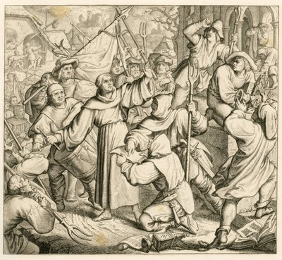 Martinho Lutero prega em Seeburgo contra a Guerra dos Camponeses de Gustav Ferdinand Leopold Konig