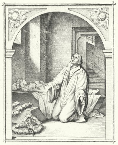 Martinho Lutero com o cadáver de sua filha Magdalena, 1542 de Gustav Ferdinand Leopold Konig
