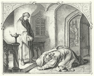 Martin Luther com o comerciante Hans Kohlhase (gravura) de Gustav Ferdinand Leopold Konig