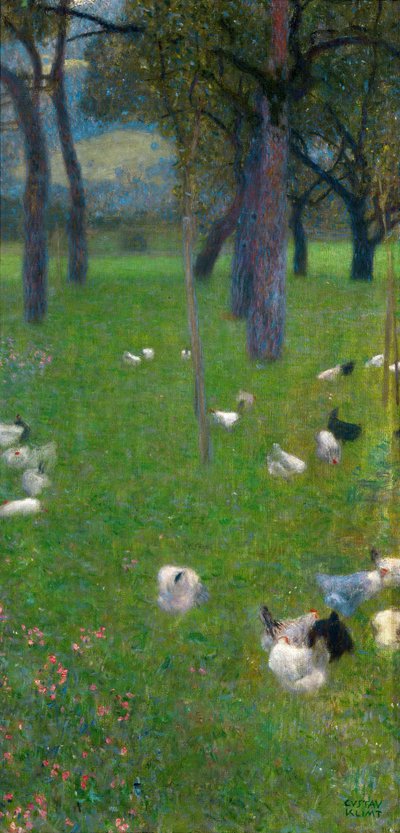 Depois da chuva Jardim com galinhas em St. Agatha, 1898 de Gustav Klimt