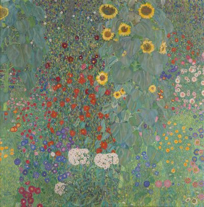 Jardim da casa de campo com girassóis de Gustav Klimt