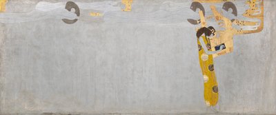 Beethoven Frieze: O Anseio de Felicidade Encontra Satisfação na Poesia - painel 7, parede longa direita de Gustav Klimt