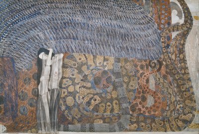 Beethoven Frieze: As forças hostis - painel 2, parede frontal de Gustav Klimt