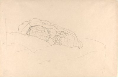 Menina enrolada na cama de Gustav Klimt