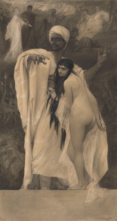 O conto de fadas (modelo para: Gerlach & Schenk, Alegorias e emblemas n.º 74) de Gustav Klimt