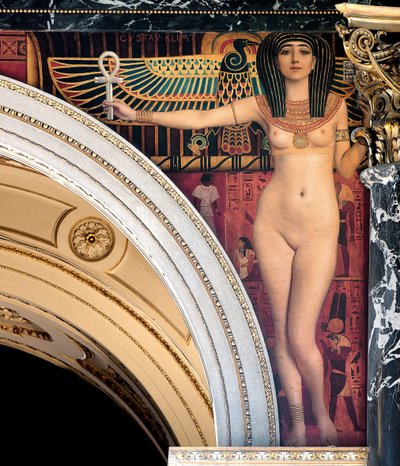 Egito I. Spandrel acima da grande escadaria, Museu Kunsthistorisches, Viena, 1890-1891 de Gustav Klimt