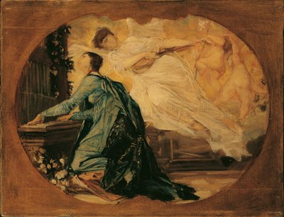 Desenho para a alegoria da música (tocador de órgão) de Gustav Klimt