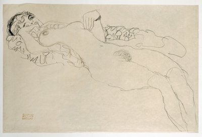 Nu feminino virado para a esquerda de Gustav Klimt
