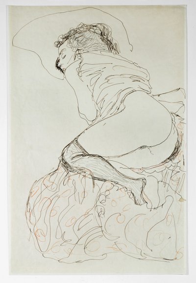 Mulher nua, virada para a esquerda de Gustav Klimt