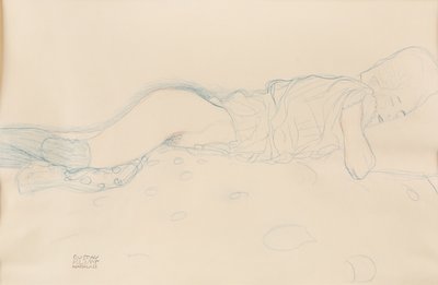 Mulher seminua, c. 1908. de Gustav Klimt