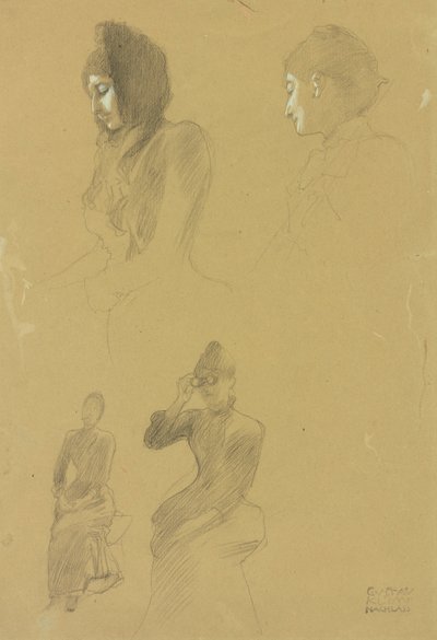 Quatro estudos de retrato de mulheres de Gustav Klimt