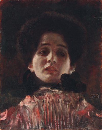 Retrato de rosto de uma dama; Damenbildnis oposto, c.1898 de Gustav Klimt