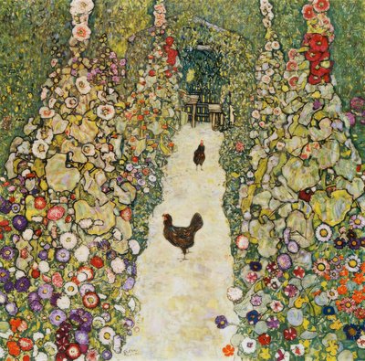 Caminho de jardim com galinhas de Gustav Klimt