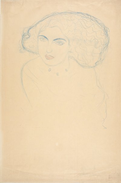 Cabeça de uma mulher, c. 1916 de Gustav Klimt