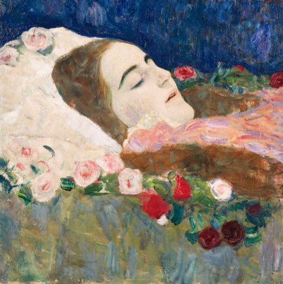 Miss Ria Munk em seu leito de morte; Miss Ria Munk no leito de morte, c.1910 de Gustav Klimt