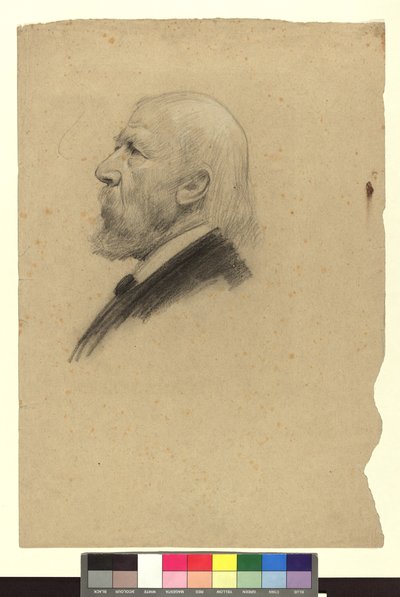 Estudo de retrato de um homem idoso, de perfil para a esquerda de Gustav Klimt