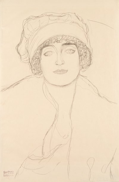 Retrato em um chapéu, 1917-118 de Gustav Klimt