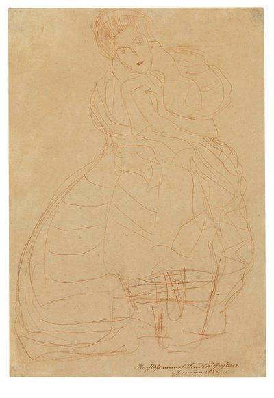 Retrato de Adele Bloch-Bauer. Estudo do traje com as mãos em forma de ferradura de Gustav Klimt