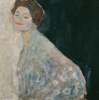 Retrato de uma senhora de branco de Gustav Klimt