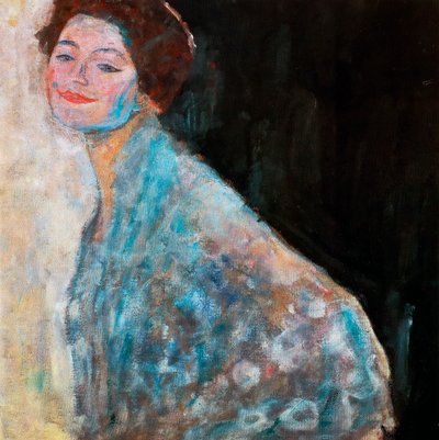 Retrato de uma dama de branco inacabado, 1917 de Gustav Klimt