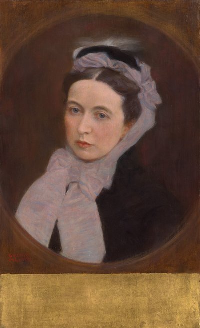 Retrato de uma senhora com lenço roxo, c.1895 (óleo sobre tela) de Gustav Klimt
