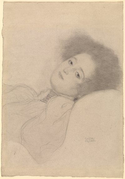 Retrato de uma jovem reclinada de Gustav Klimt