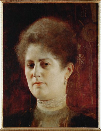Retrato de uma senhora, c.1894 (óleo sobre madeira) de Gustav Klimt