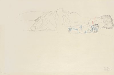 Reclinado meio nu para a direita, c.1914-15 de Gustav Klimt