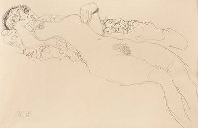 Nu feminino reclinado, à esquerda, 1917. de Gustav Klimt
