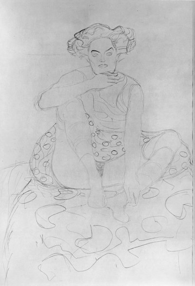 Mulher sentada, 1916 (lápis no papel do Japão) de Gustav Klimt