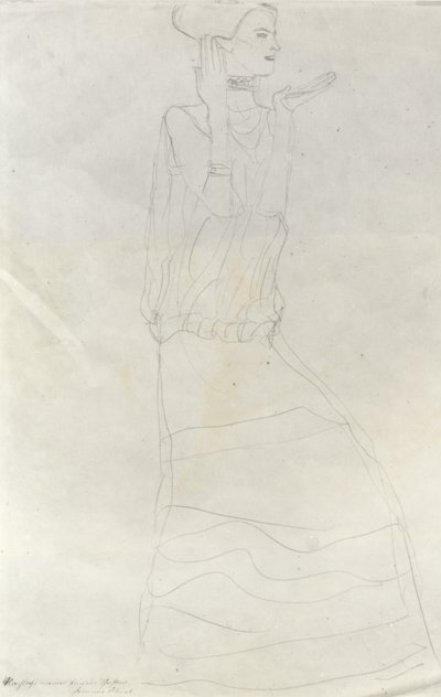 Mulher em Pé com as Mãos Levantadas de Gustav Klimt