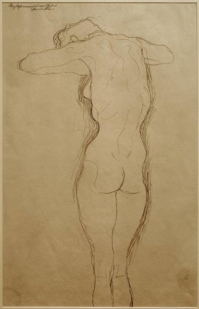 De pé, braços dobrados horizontalmente (estudo) de Gustav Klimt