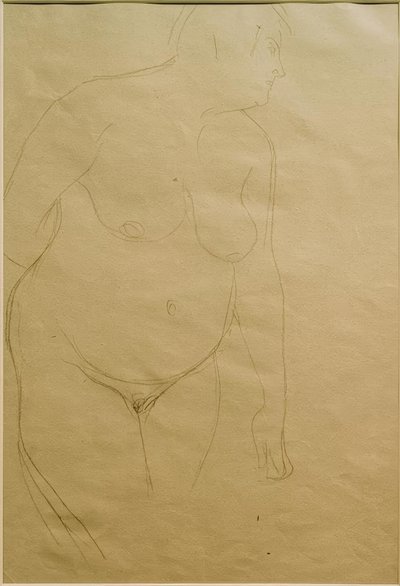 A mulher gorda em pé age um pouco para a direita (estudo) de Gustav Klimt