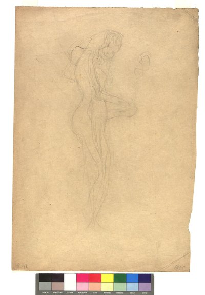 Stehender weiblicher Akt im Profil nach rechts de Gustav Klimt