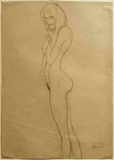 Estudo para a górgona esquerda no friso de Beethoven de Gustav Klimt