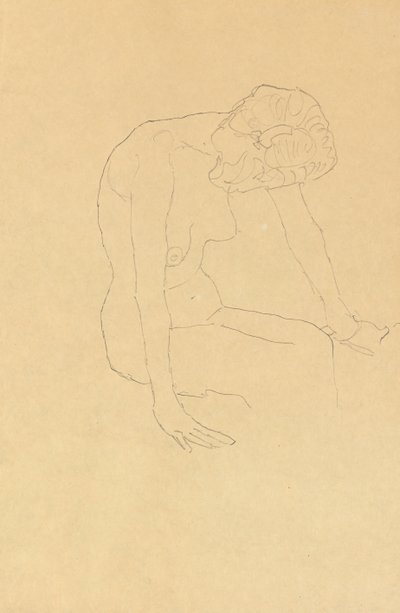 Estudo de um nu feminino, c.1908-1909 de Gustav Klimt