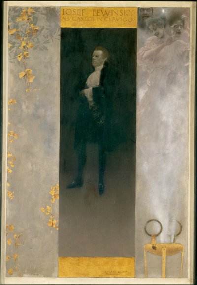 O ator Josef Lewinsky no papel de Carlos em "Clavigo" de Goethe de Gustav Klimt