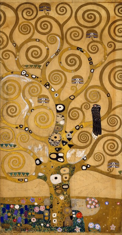 Árvore da Vida (Stoclet Frieze) detalhe do lado esquerdo, c.1905-09 (tempera e aguarela) de Gustav Klimt