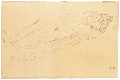 Dois nus reclináveis, c.1913 de Gustav Klimt
