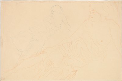 Dois estudos de uma mulher reclinada, 1913 de Gustav Klimt