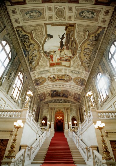 Vienna Burgtheatre (Teatro do Tribunal), escadaria (à esquerda): Teatro de Taormina de Gustav Klimt