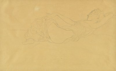 Mulher deitada de costas, parcialmente vestida de Gustav Klimt