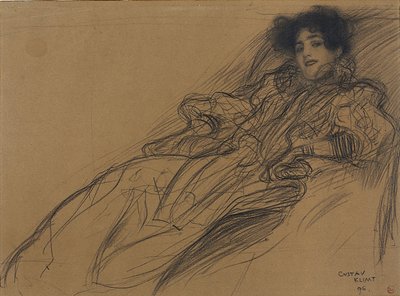 Mulher jovem, em, um, poltrona de Gustav Klimt