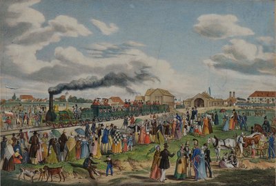 Abertura da ferrovia Munique-Augsburg em 1º de setembro de 1839, 1839. de Gustav Kraus