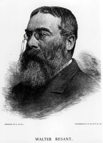 Sir Walter Besant (1836-1901) gravado por Gustav Kruell (1843-1907) a partir de uma fotografia de Elliot & Fry de Gustav Kruell
